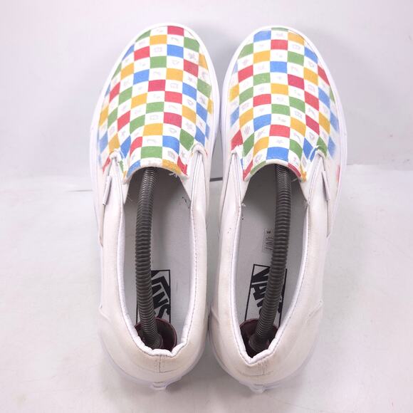 Vans Off The Wall Slip On Athletic Sneaker Shoe Mens Size 10 500714 Multi White - Picture 4 of 9